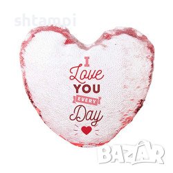 Възглавничка Сърце С Пайети И Щампа По Ваш Дизайн,Възглавница със снимка,Изненада,Рожден Ден.Празник, снимка 3 - Други - 37319006