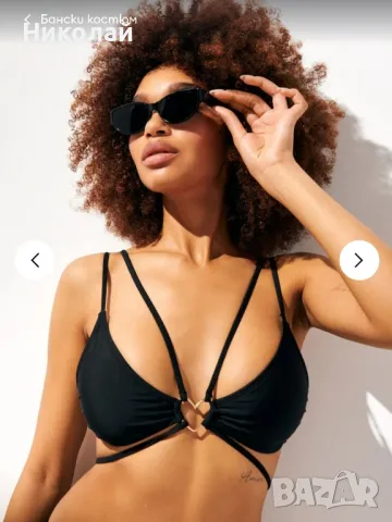 Чисто ново, черно горнище на бански костюм, размер ХС/ XS със сърце