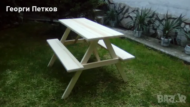 Детска Градинска маса с пейки-100х100х68см., снимка 5 - Други - 49939430