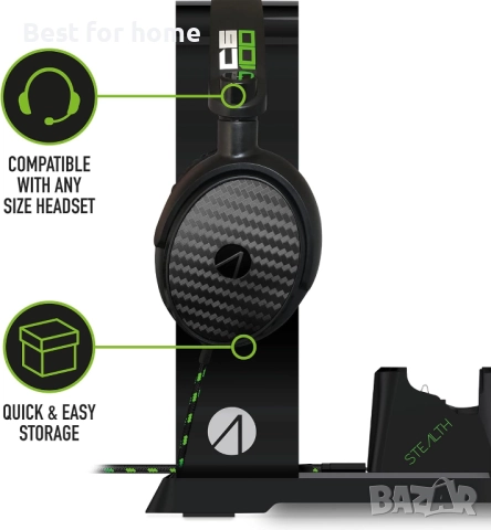 Зарядна станция Stealth SX-C60 Black със стойка за слушалки за XBOX ONE, снимка 8 - Аксесоари - 52985899