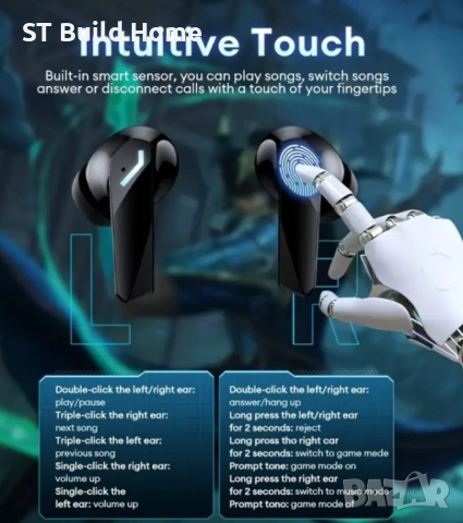 🎧 Lenovo GM2 PRO – Гейминг ергономични безжични слушалки с бързо Type-C зареждане, снимка 5 - Bluetooth слушалки - 52402347