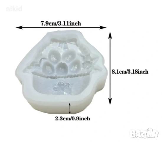 Кошница с яйца и пандела красива силиконов молд форма фондан шоколад смола гипс декор, снимка 3 - Форми - 53979078