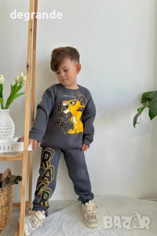 Детски дълъг комплект с Лъв Размери за 3-4 г.4-5 г.5-6 г.6-7 г.7-8 г. 