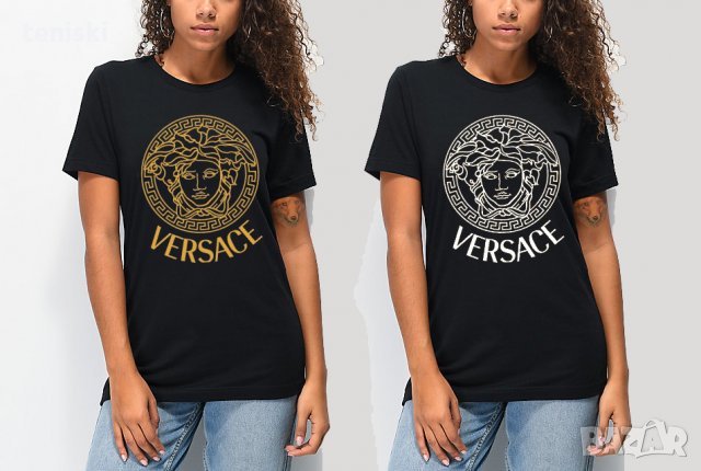 Дамска тениска Versace принт Модели,цветове и размери, снимка 4 - Тениски - 34410601