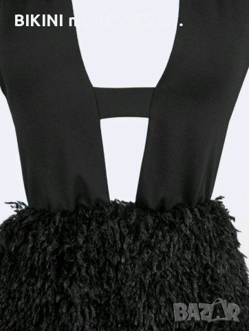 Елегантна черна рокля с пера пух, снимка 5 - Рокли - 42078563