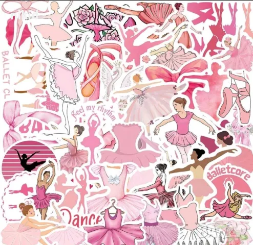 50 бр Балет Балерина самозалепващи лепенки стикери за украса декор картонена торта ръчна изработка, снимка 8 - Други - 47298353