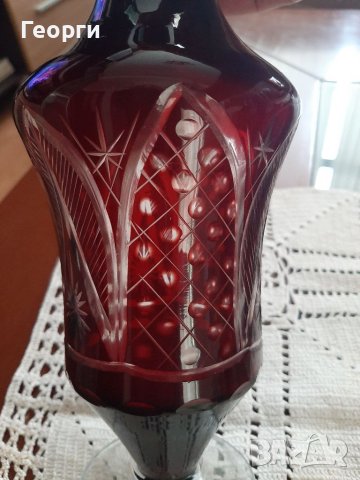 Червен кристал  гарафа, снимка 5 - Сервизи - 40823008