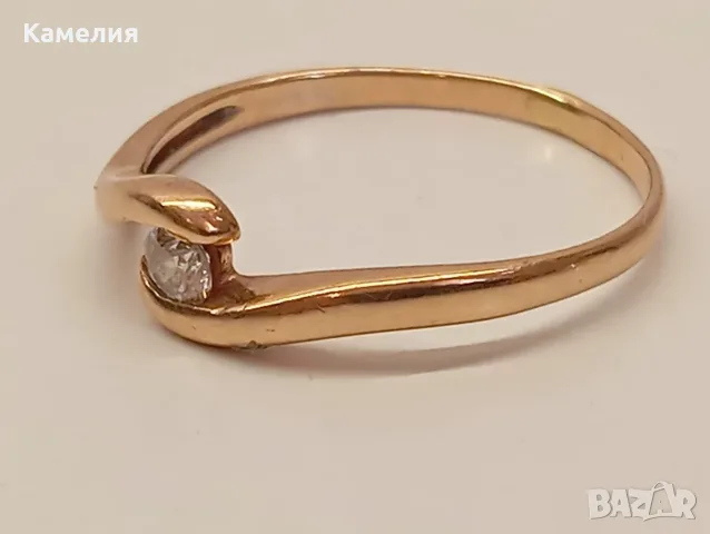Руско злато. Пръстен с брилиант, снимка 8 - Пръстени - 55884488