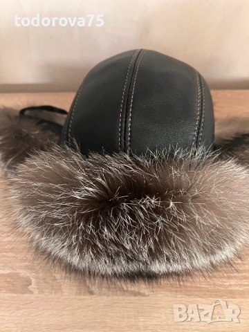 Страхотна шапка естествена кожа, снимка 13 - Шапки - 38344555
