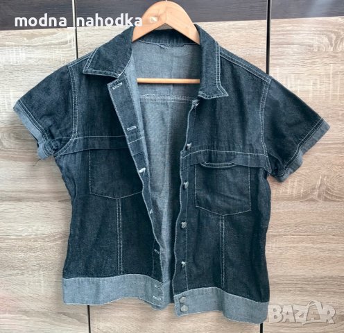 Дънково унисекс елече с къс ръкав и копчета, снимка 2 - Други - 37203817