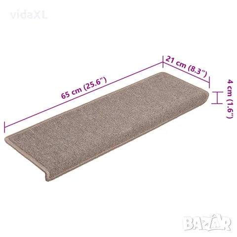 vidaXL Изтривалки за стълби 15 бр. 65x21x4 см светлокафяви с правоъгълен кант, снимка 8 - Изтривалки - 56145998