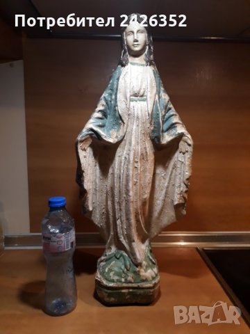 Стара статуетка, фигура, Дева Мария, вис. 58 см., снимка 10 - Антикварни и старинни предмети - 31987901
