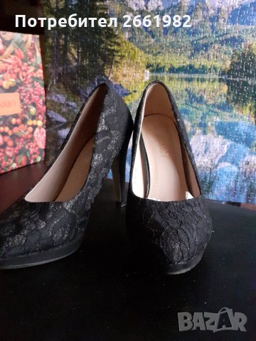 Уникални черни дантелени токчета, снимка 2 - Дамски обувки на ток - 30195343