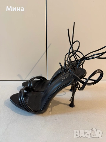 Черни обувки на ток с дълги връзки, снимка 2 - Дамски ежедневни обувки - 54365715