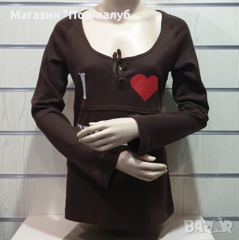 Нова дамска блуза с дълъг ръкав и трансферен печат I Love Bulgaria (Аз Обичам България)