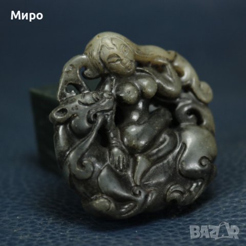 ЕСТЕСТВЕН НЕФРИТ ЖАДЕИТ ЕРОТИКА ТИГЪР ФИГУРКА ТАЛИСМАН ГРАВИРАН , снимка 3 - Колекции - 40194495