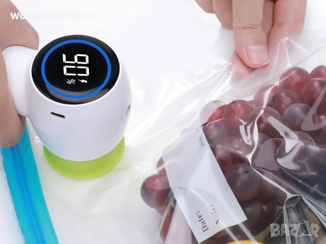 ВАКУУМНА ПОМПА ЗА ХРАНА – ЕЛЕКТРИЧЕСКА, МОБИЛНА И МНОГОФУНКЦИОНАЛНА + ТОРБИЧКИ И КАПАЦИ, снимка 8 - Други стоки за дома - 52730991