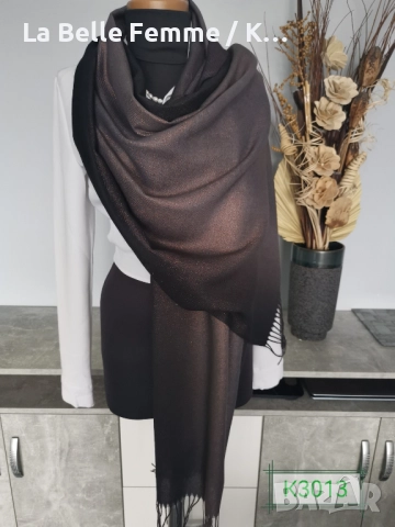 Двулицеви шалове от кашмир с втъкана златна нишка, снимка 15 - Шалове - 51861388