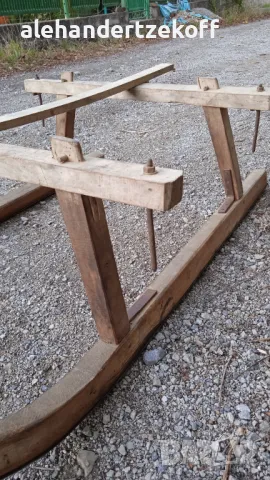 Старинна впрегатна дървена шейна, снимка 14 - Зимни спортове - 47397574