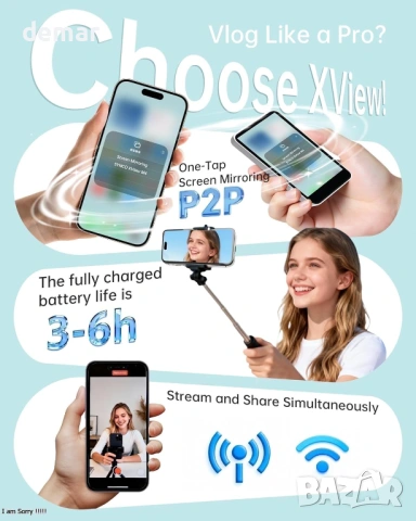 Компактен 4.0” огледален монитор за задната камера, за влог/селфи, бял, снимка 5 - Селфи стикове, аксесоари - 54026505