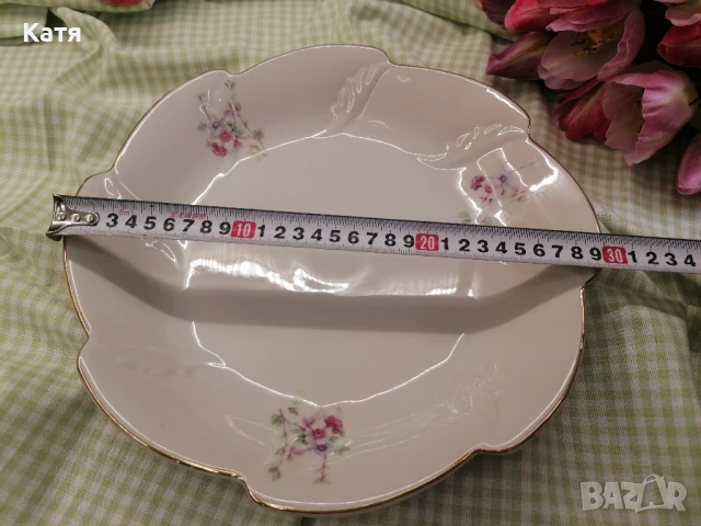 Стар български порцелан Китка Нови пазар, снимка 3 - Чинии - 50567657