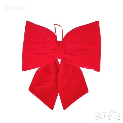 6142 Голяма велурена коледна панделка за врата, 29x33 см, снимка 3 - Декорация за дома - 51887207