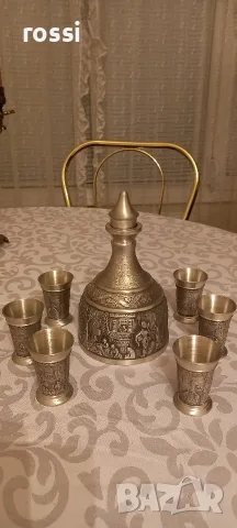 Немски сервиз от калай за ракия, греяна ракия, шотове. Неизползван., снимка 2 - Антикварни и старинни предмети - 56226943