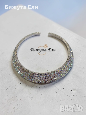 Официално колие - чокър с кристали в цвят хамелеон , снимка 3 - Колиета, медальони, синджири - 54025537