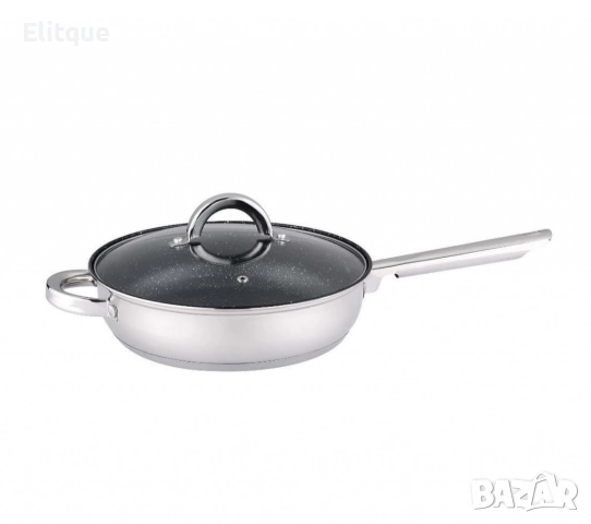 Тиган с капак Rosberg 24x6.5см., Неръждаема стомана, Мраморно покритие, снимка 5 - Съдове за готвене - 52889038