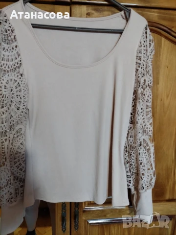 Стилна блуза с дантела,размер L