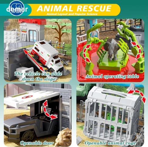 Комплект играчки Safari спасителен център за диви животни с фигурки на животни, 3-8 години, снимка 5 - Фигурки - 54117879