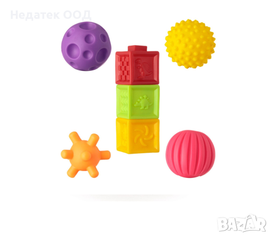 Играчки за баня, Цветни кубчета и топки, 7 бр.