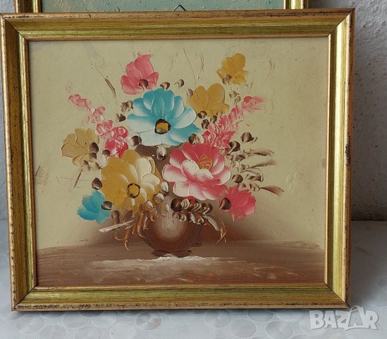 Картина -цветя, маслени бои / фазер, релеф, с рамка, снимка 1 - Картини - 42462827