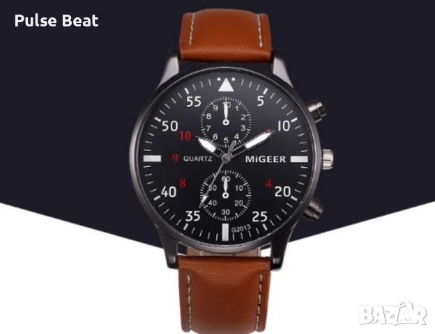 Спортно-елегантен мъжки часовник с кожена каишка и кварцов механизъм . 2 цвята, снимка 13 - Мъжки - 52046711