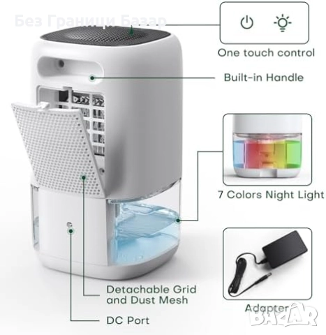 Нов Мини влагоуловител 1000 ml за спалня, баня и гардероб – супер тих, снимка 9 - Други стоки за дома - 52465513