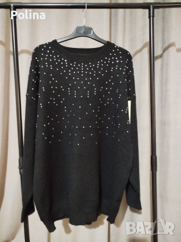 Дамска блуза с камъни, рипс, снимка 4 - Блузи с дълъг ръкав и пуловери - 52723782