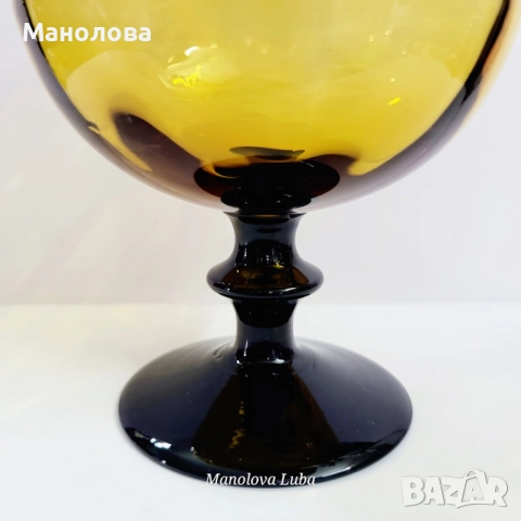Кехлибарена ваза/бокал Empoli Art Glass Италия., снимка 3 - Други ценни предмети - 52192501