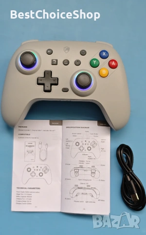 Безжичен геймърски контролер / джойстик ECHTPower ефект на Хол, 2.4G и кабелен, снимка 7 - Джойстици и геймпадове - 54090781