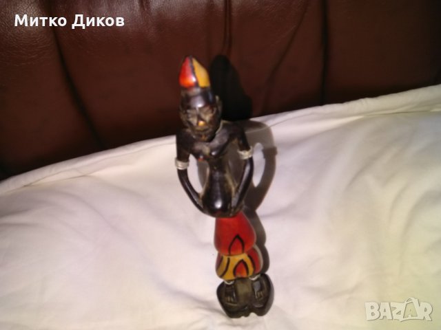 Африканска дървена фигура маска цветна височина 210мм, снимка 3 - Декорация за дома - 29114592