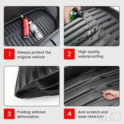Гумена Подложка/Стелка за Предно Багажно Отделение, Преден Багажник - Tesla Model 3 (2017-2023), снимка 4 - Аксесоари и консумативи - 51253327