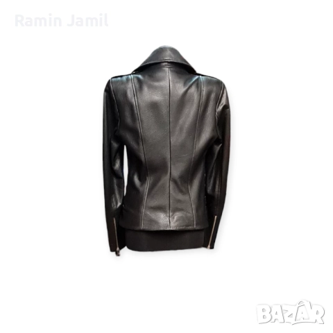 Черно телешко яке – естествена кожа, снимка 2 - Якета - 51528236