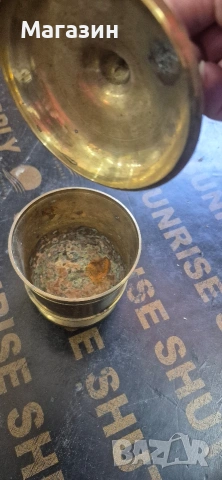 Захарница от месинг, снимка 2 - Антикварни и старинни предмети - 54121634