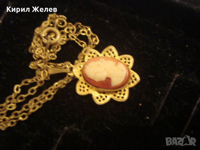 СТАРИННА КАМЕЯ МЕДАЛЬОН БИЖУ 30-те ГОДИНИ БРОНЗ ПОЗЛАТА 7115, снимка 14 - Колиета, медальони, синджири - 30695791