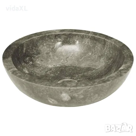 vidaXL Сива мивка, Ø40x12 см, мрамор, снимка 5 - Мивки - 56146154