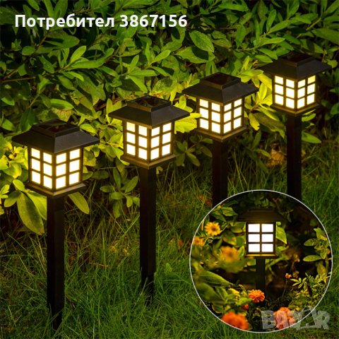 Комплект от 6 броя соларни LED лампи за двор и градина / Височина на соларната LED лампа: 27 см.; Ра