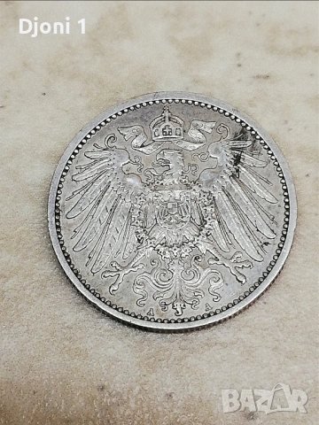 1 Mark 1910 A Deutsches Reich , снимка 2 - Нумизматика и бонистика - 53279165