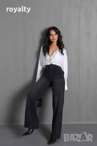 Черни дънки със странични джобове