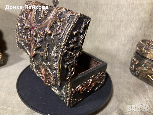 Бижутиера - ръчна изработка - дървена кутия за бижута с извит капак, снимка 8 - Декорация за дома - 40373039