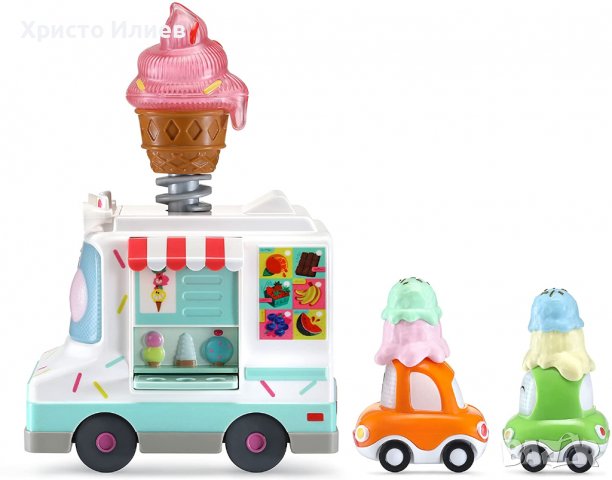 Камион за Сладолед Звук Светлина Две Мини Колички Vtech, снимка 1 - Коли, камиони, мотори, писти - 39379029