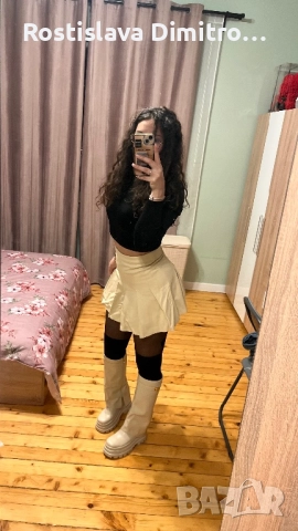 Бежови ботуши, снимка 2 - Дамски ботуши - 52452107